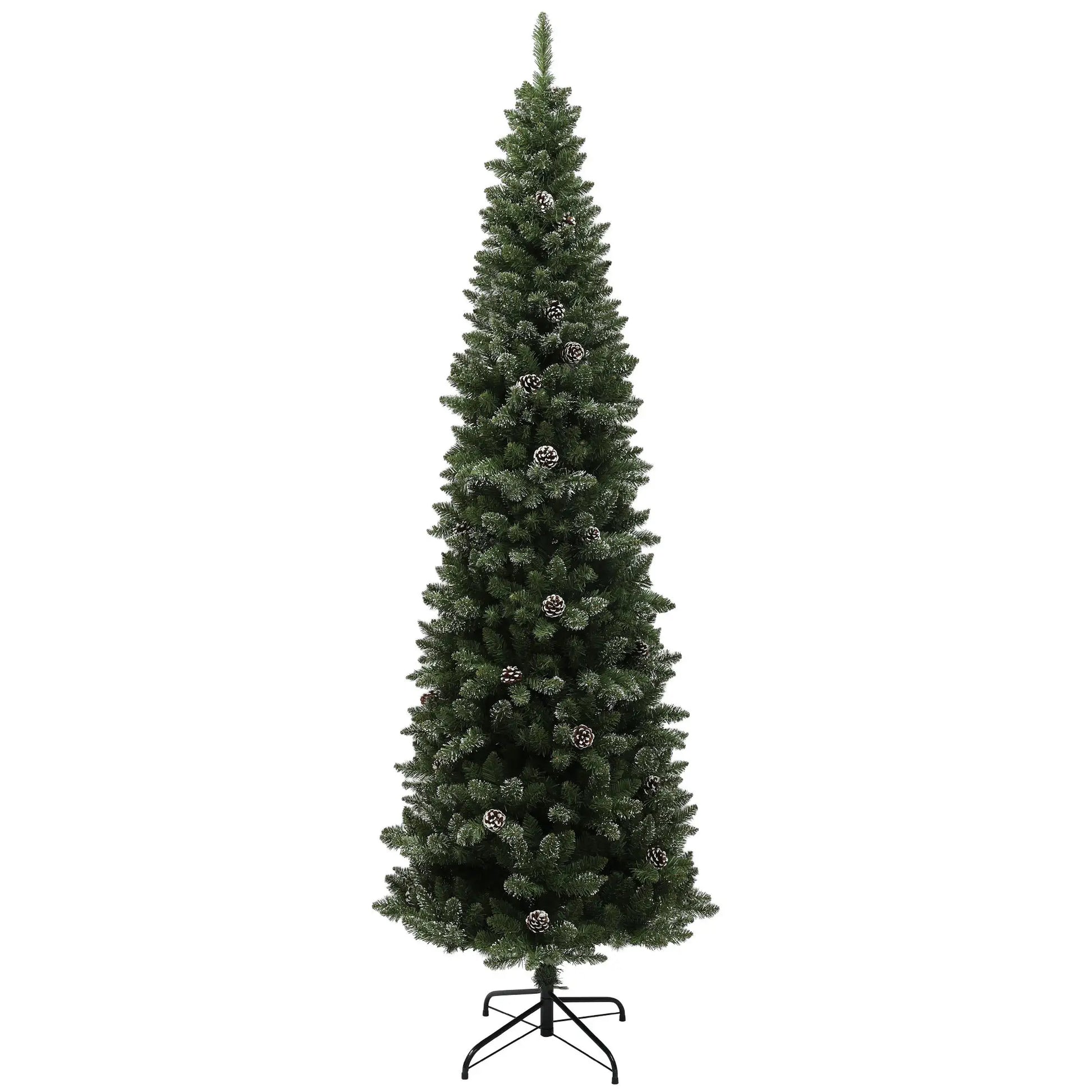 7ft Artificial Pencil Christmas Tree, 980 Branches, Pinecones, Metal Stand Pencil Christmas Trees Green at Gallery Canada