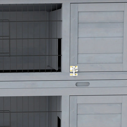 2 Tier Wooden Rabbit Hutch, Bunny Pet House, Grey Rabbit Hutch at Gallery Canada