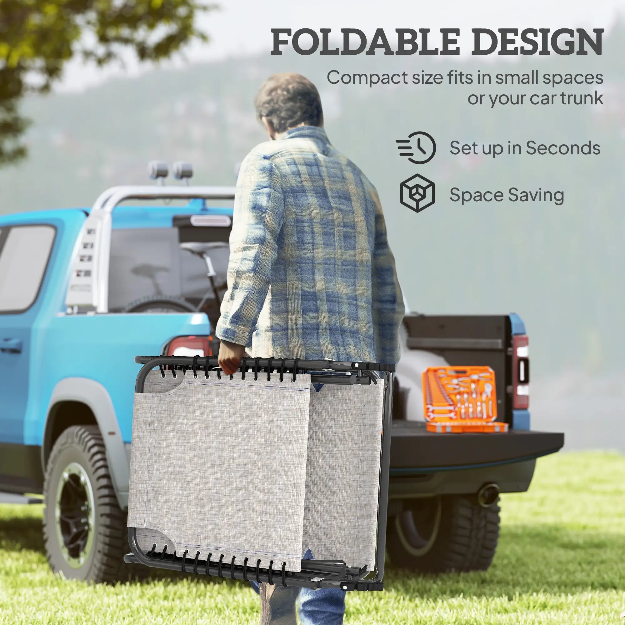 Outdoor Folding Lounge Chair, 4-Level Adjustable, Cream Lounger Chairs at Gallery Canada