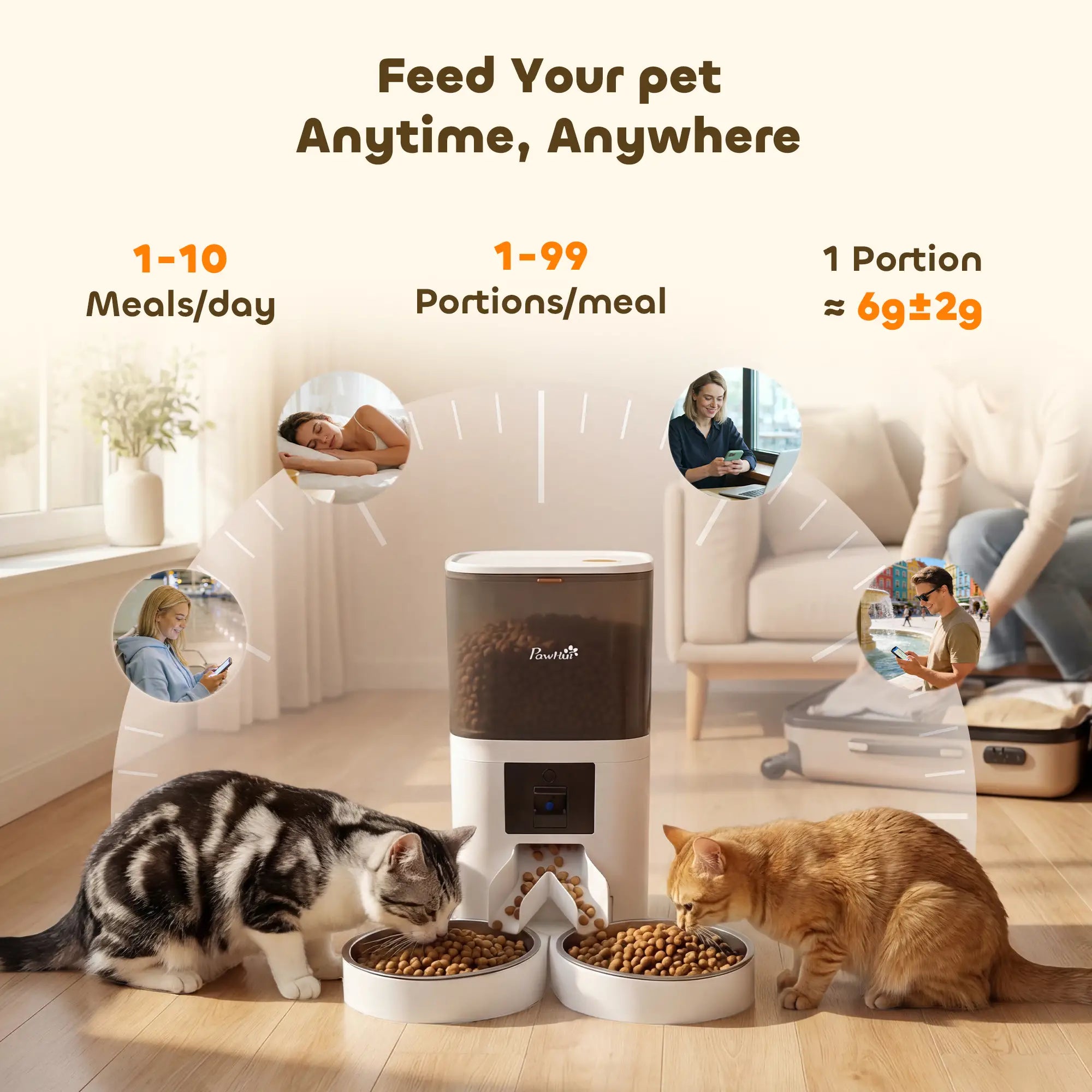 Automatic Cat Feeder, 6L, HD Camera, WiFi App Control Dog Bowls at Gallery Canada