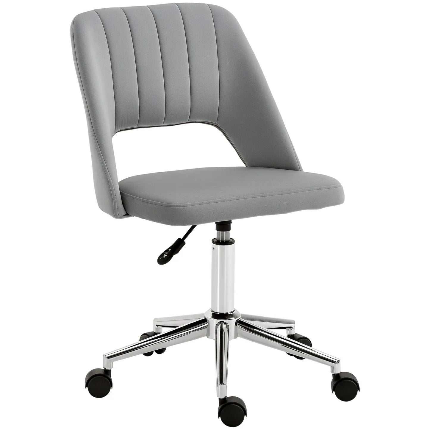 Velvet Swivel Office Chair, Scallop Back, Grey Task Chairs Grey at Gallery Canada