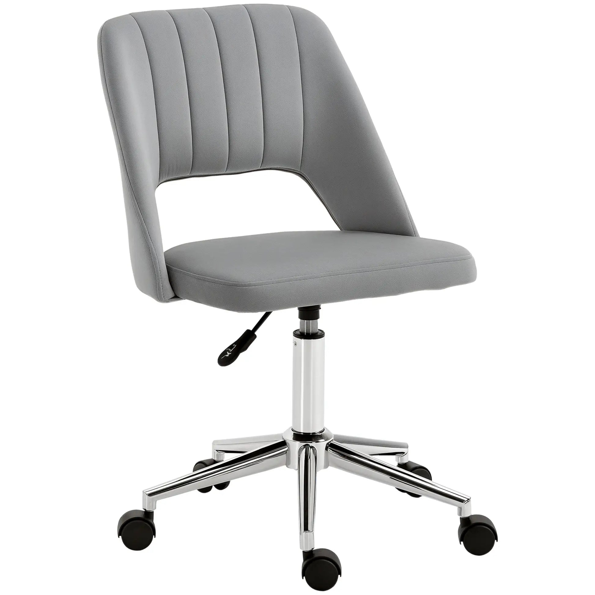 Velvet Swivel Office Chair, Scallop Back, Grey Task Chairs Grey at Gallery Canada