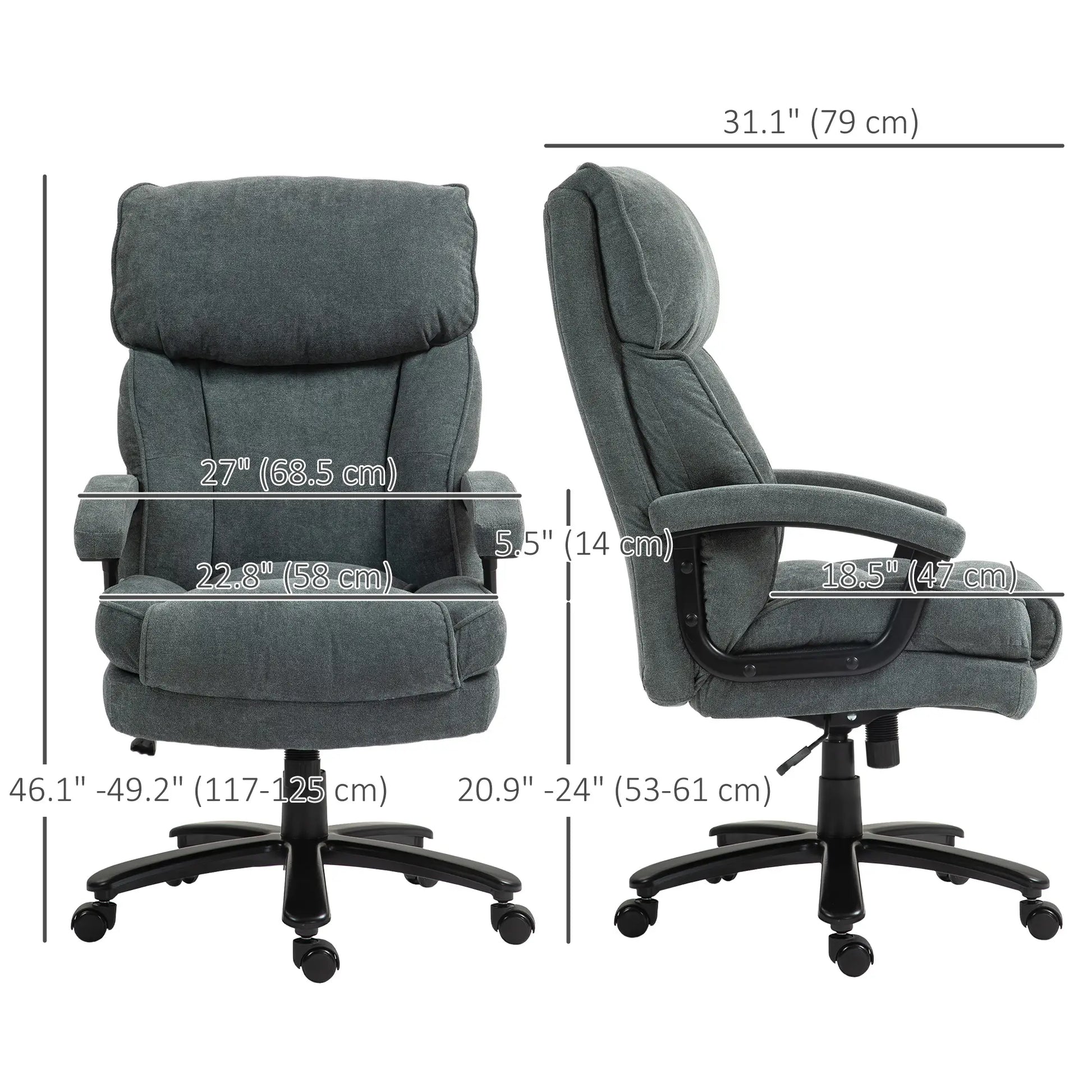 Big Tall Executive Office Chair, 450 Lbs Heavy Duty, Grey Executive & Manager Chairs at Gallery Canada