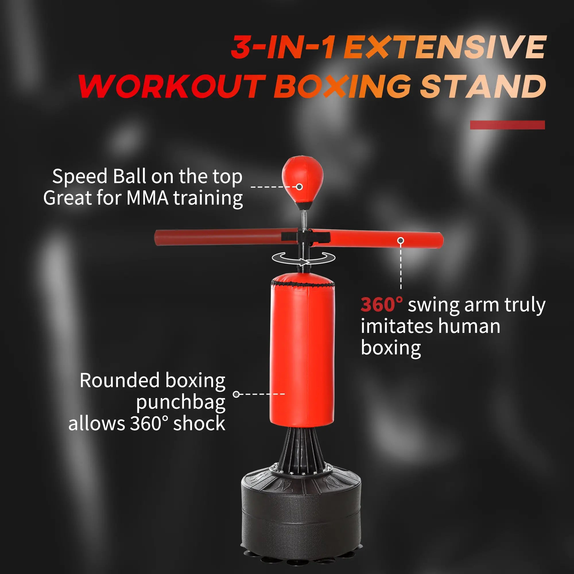 Freestanding Boxing Punch Bag Stand, 360° Rotating Arm, Speed Ball, Adjustable Height Punching Bag Hangers at Gallery Canada