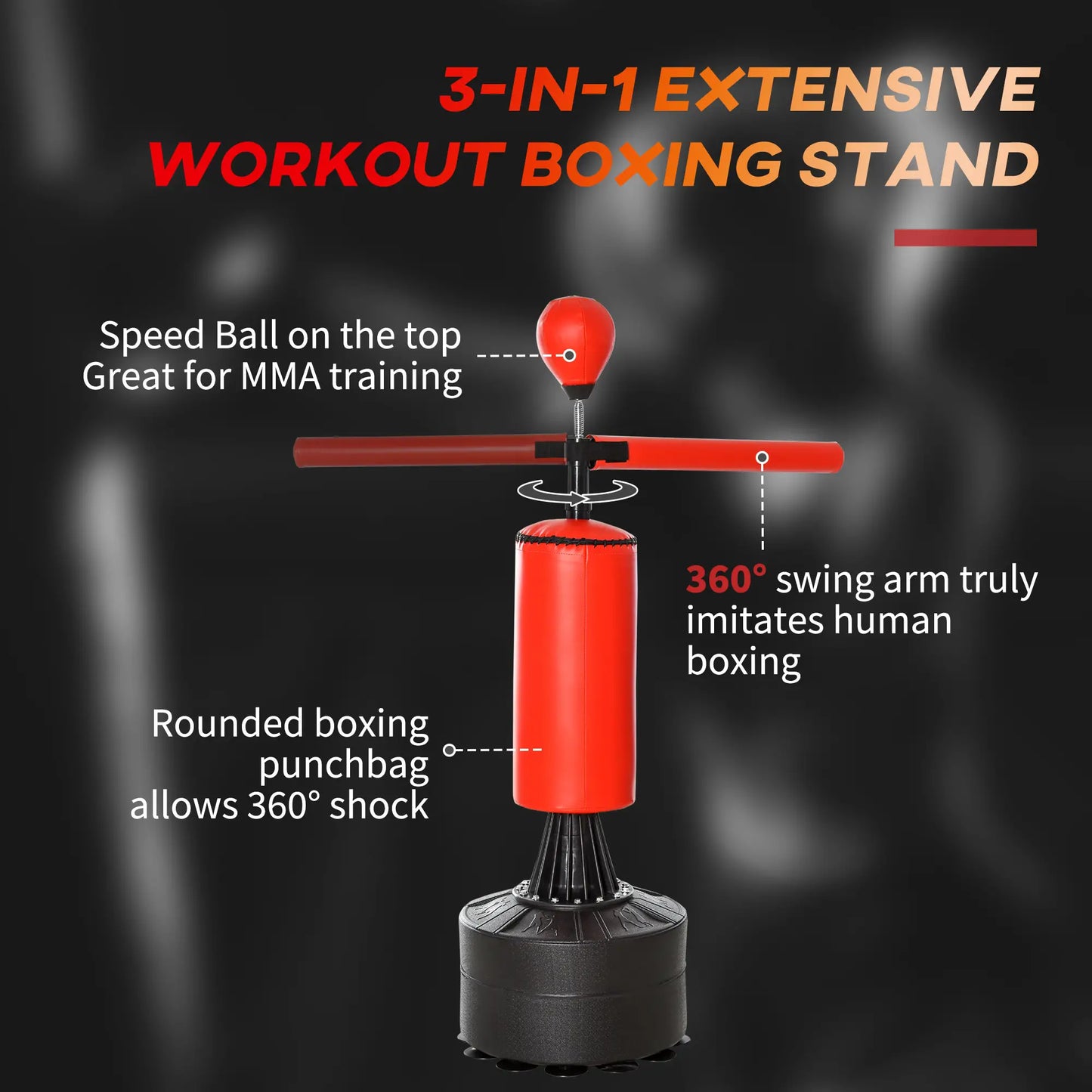 Freestanding Boxing Punch Bag Stand, 360° Rotating Arm, Speed Ball, Adjustable Height Punching Bag Hangers at Gallery Canada