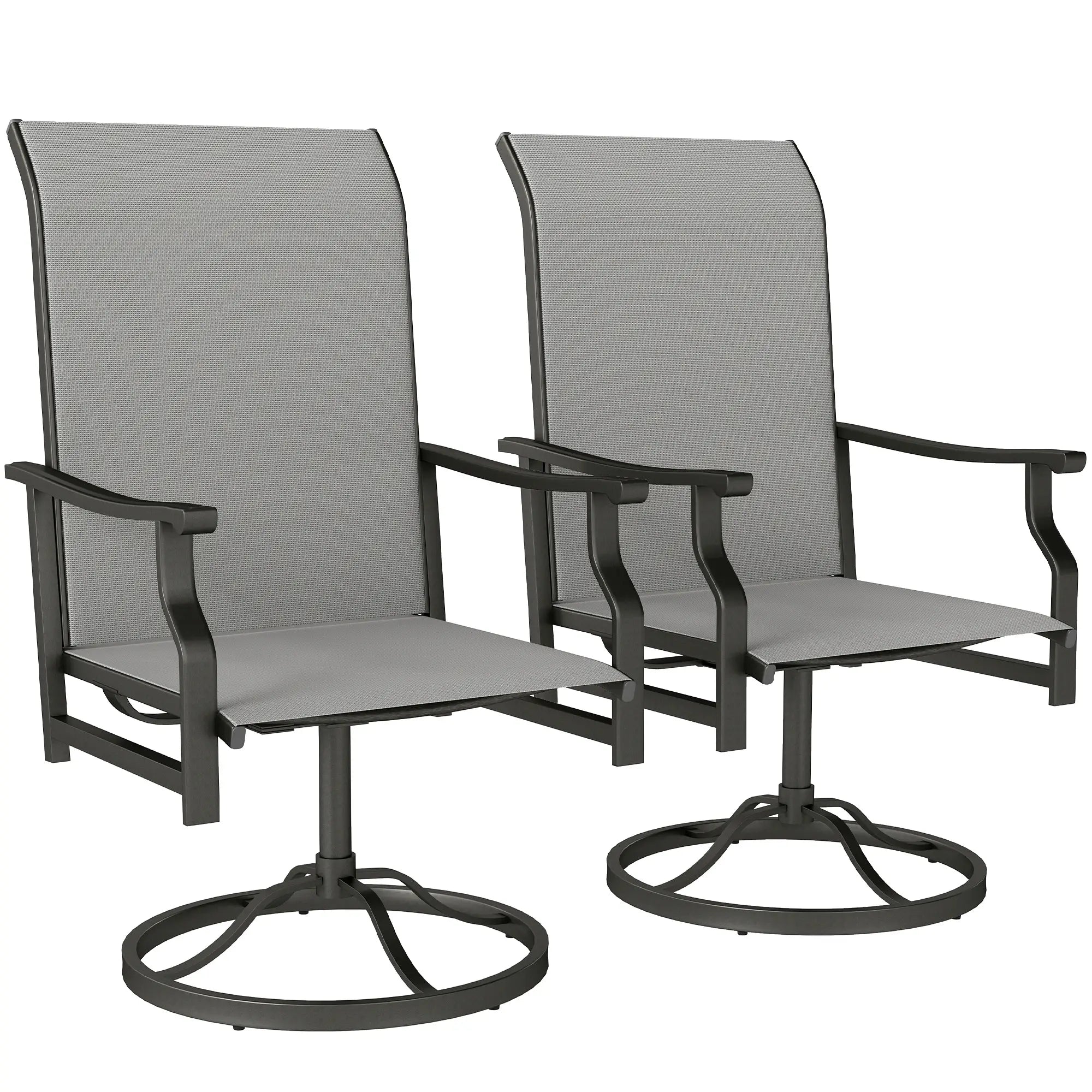 Swivel Rocker Outdoor Chair Set, 2 High Back Chairs, Light Grey Bistro Sets at Gallery Canada