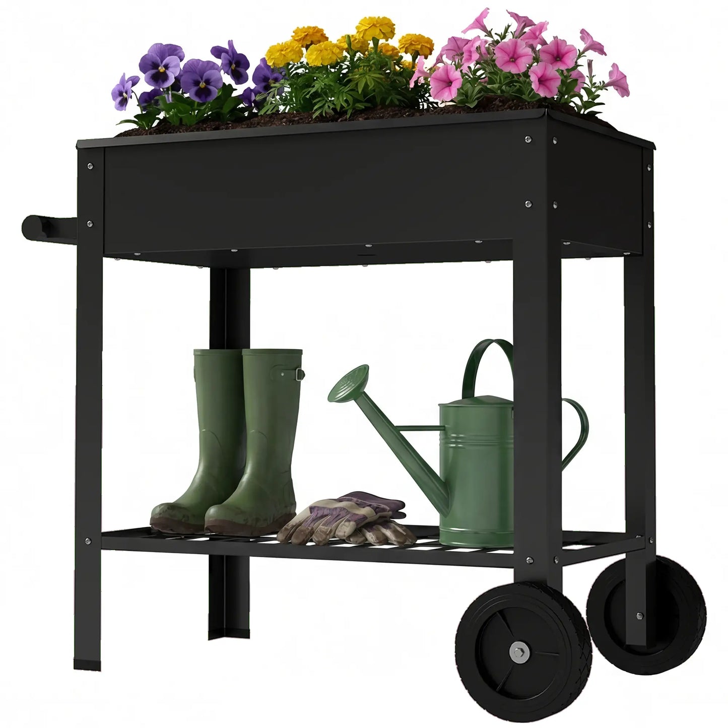 Metal Raised Garden Bed, Elevated Planter Box, 31.5" Tall Elevated Garden Beds Black at Gallery Canada