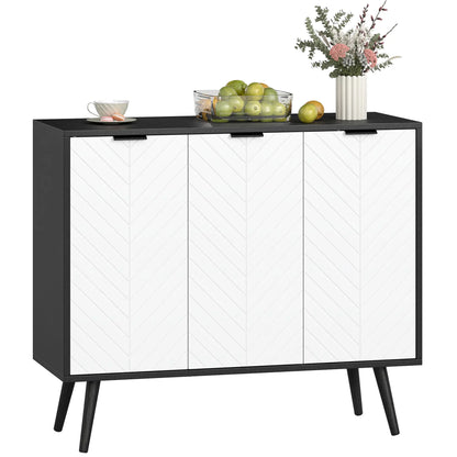 Modern Sideboard Buffet, Dining Room Cabinet, Adjustable Shelves, 3 Doors, Black Storage Cabinets at Gallery Canada