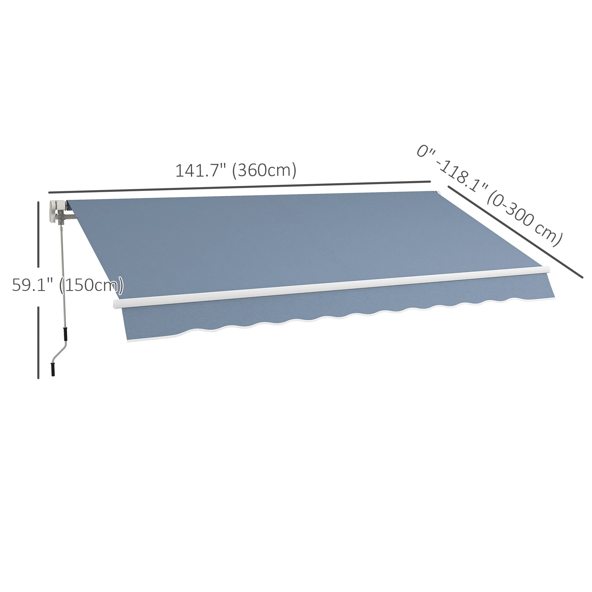 12' x 10' Manual Retractable Awning, Adjustable Sunshade Shelter, Light Grey Patio Awnings at Gallery Canada