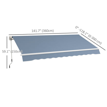 12' x 10' Manual Retractable Awning, Adjustable Sunshade Shelter, Light Grey Patio Awnings at Gallery Canada