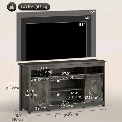 TV Stand For 72 Inch TVs, Power Outlets, Sliding Barn Doors, Dark Grey TV Stands at Gallery Canada