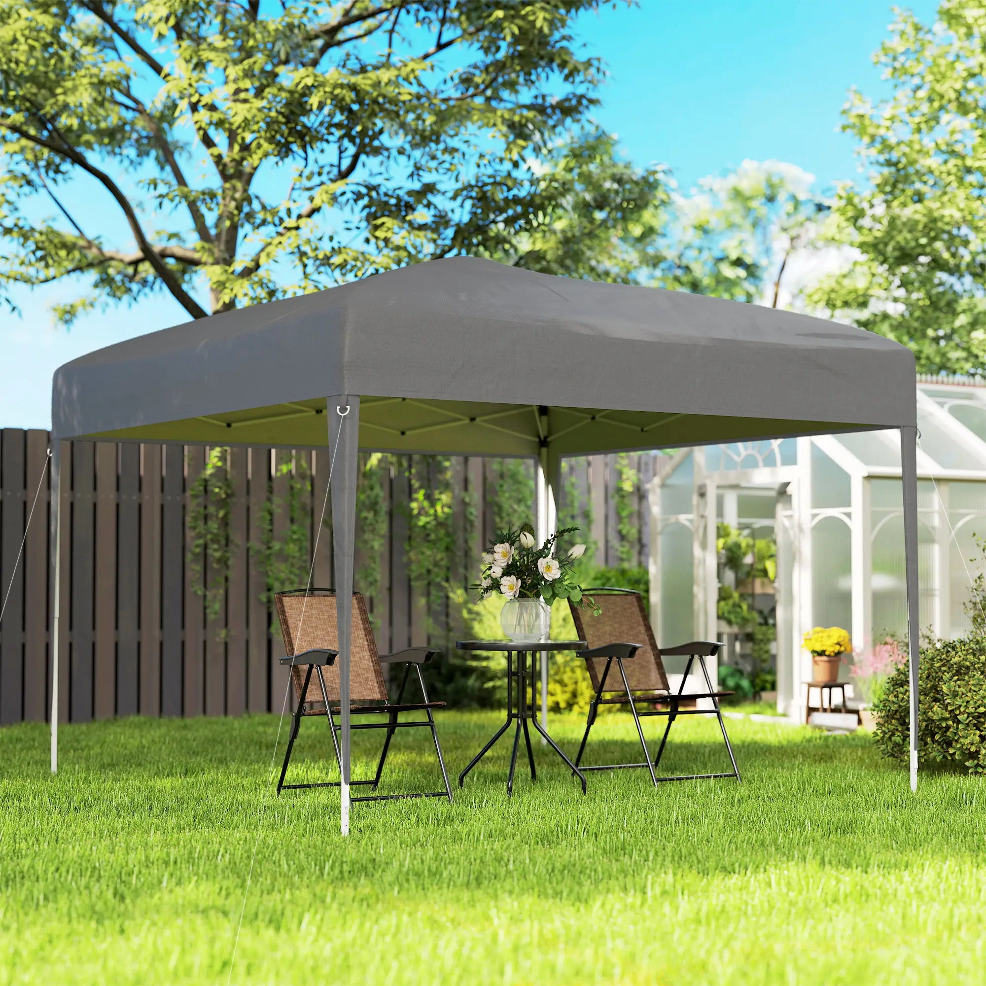 10 x 10ft Folding Pop Up Tent, Outdoor Gazebo Canopy, Grey Pop Up Canopies at Gallery Canada