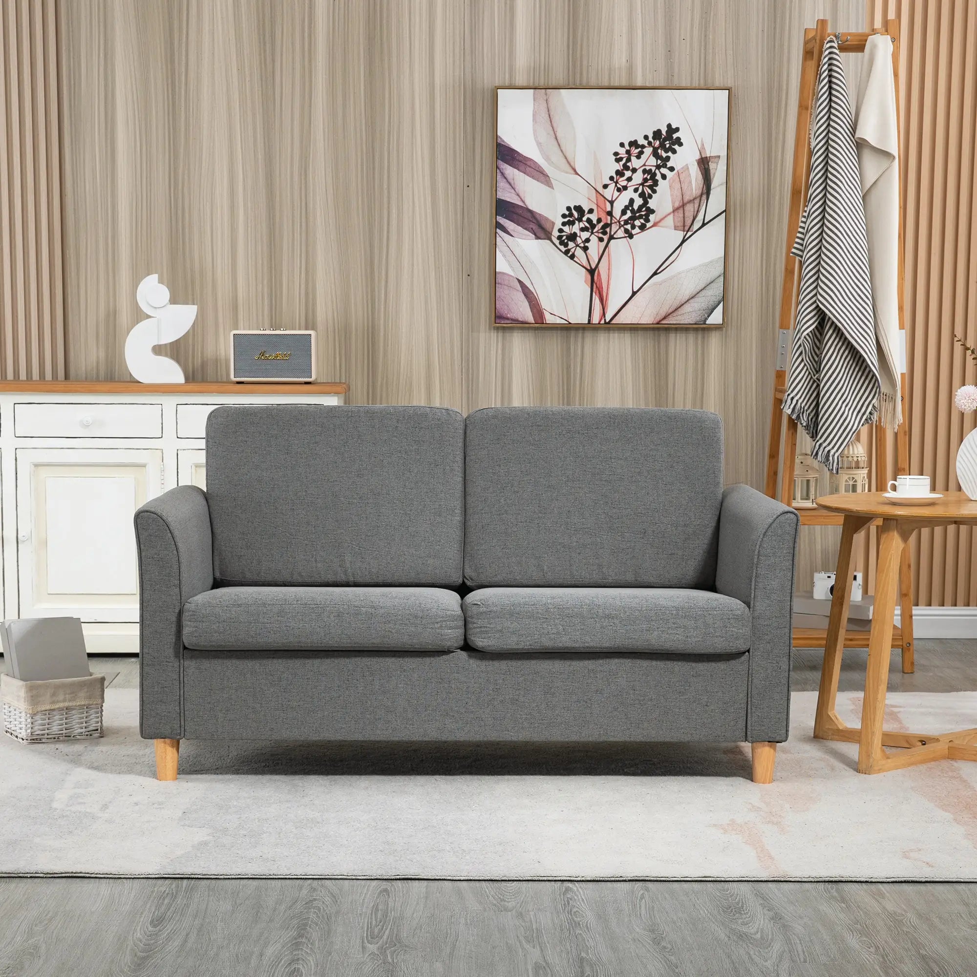 2-Seat Sofa with Armrests, Wood Legs, for Living Room, Grey 2-Seater Sofas at Gallery Canada
