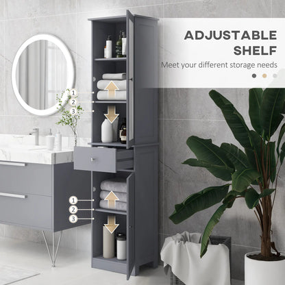 Tall Bathroom Cabinet, 2 Doors, Adjustable Shelves, Grey Bathroom Cabinets at Gallery Canada