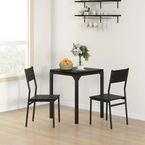 Dining Table Set for 2, 3 Piece Kitchen Table and Chairs, Black