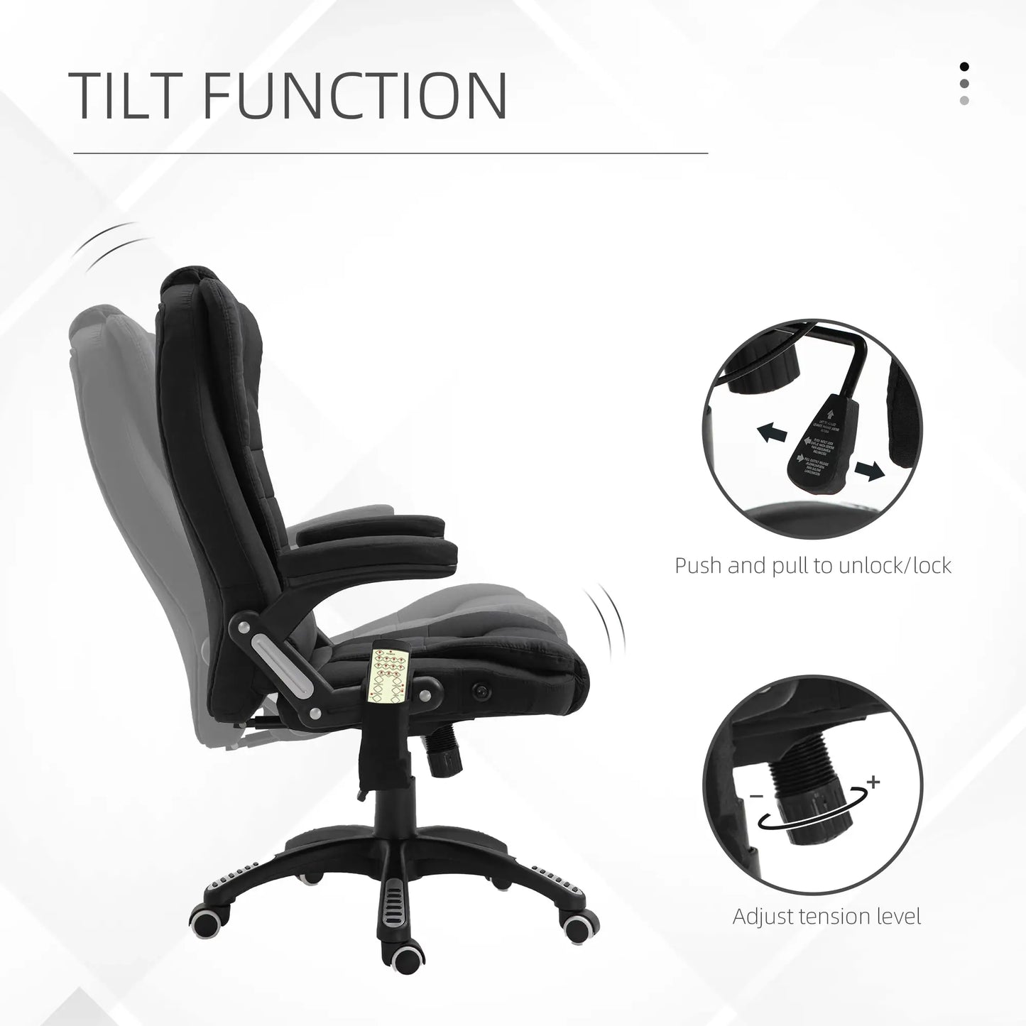 6 Point Vibrating Massage Office Chair High Back Executive Chair with Reclining Back, Swivel Wheels, Black Massage Chairs at Gallery Canada