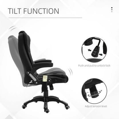 6 Point Vibrating Massage Office Chair High Back Executive Chair with Reclining Back, Swivel Wheels, Black Massage Chairs at Gallery Canada