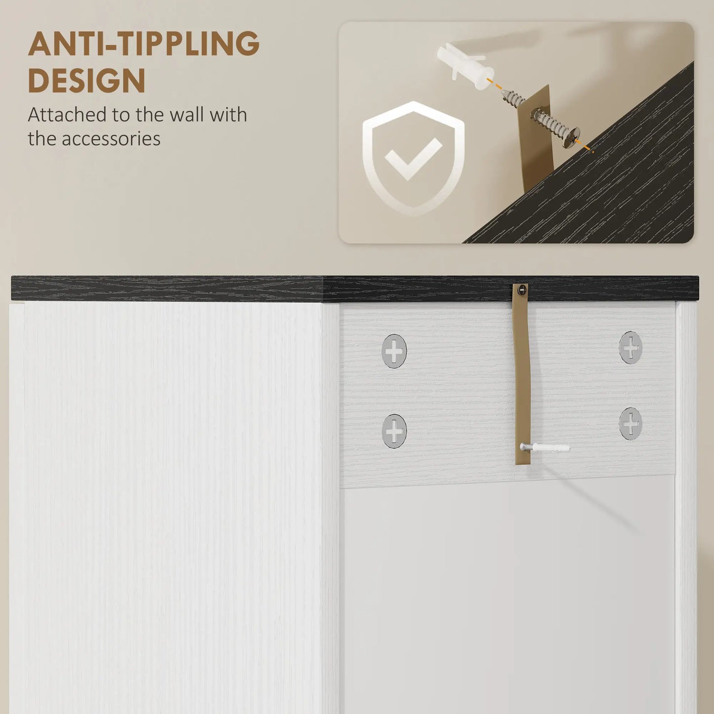 Tall Bathroom Cabinet, 2 Cupboards And Drawer, Adjustable Shelves, White