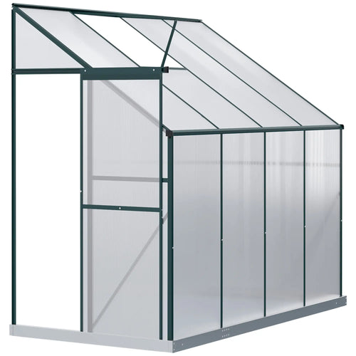 Walk-In Garden Greenhouse, Aluminum Polycarbonate, Roof Vent, 8' x 4' x 7', Silver