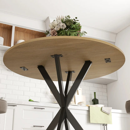 31.5" Industrial Round Dining Table - White Oak Dining Tables at Gallery Canada