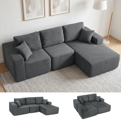 Modular Sectional Sofa Bed, L Shaped Couch, Dark Grey 3-Seater Sofas at Gallery Canada