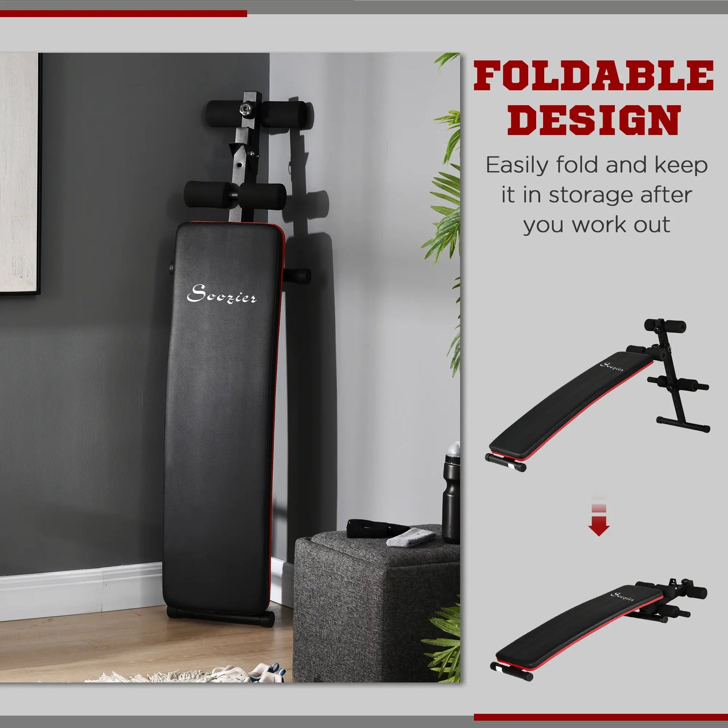 Sit Up Bench Core Workout Adjustable Thigh Support Foldable For Home Gym Exercise Black Sit Up Benches at Gallery Canada