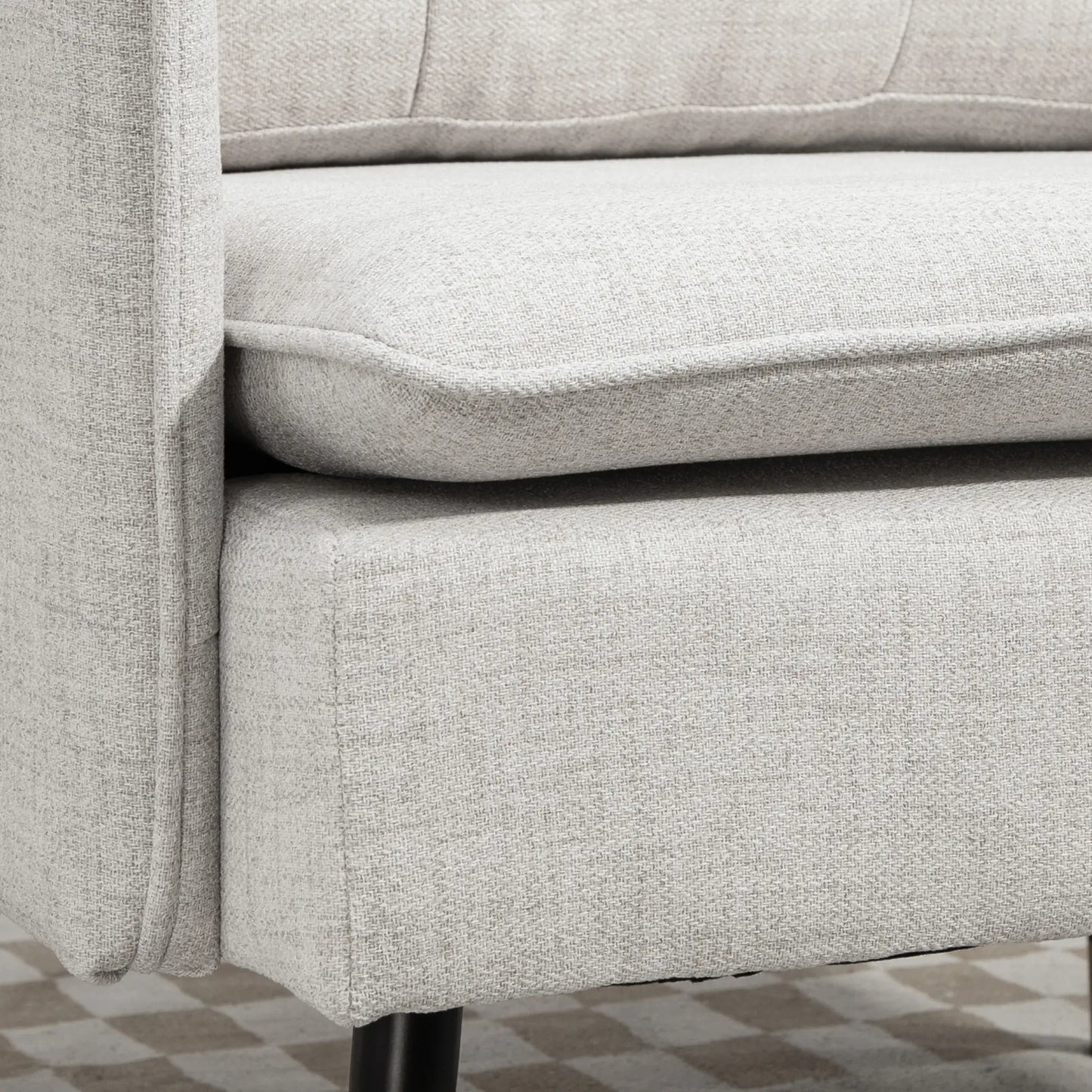 Modern Armchair, Upholstered Accent Chair, Tufted Back, Steel Legs, Cream White Accent Chairs at Gallery Canada