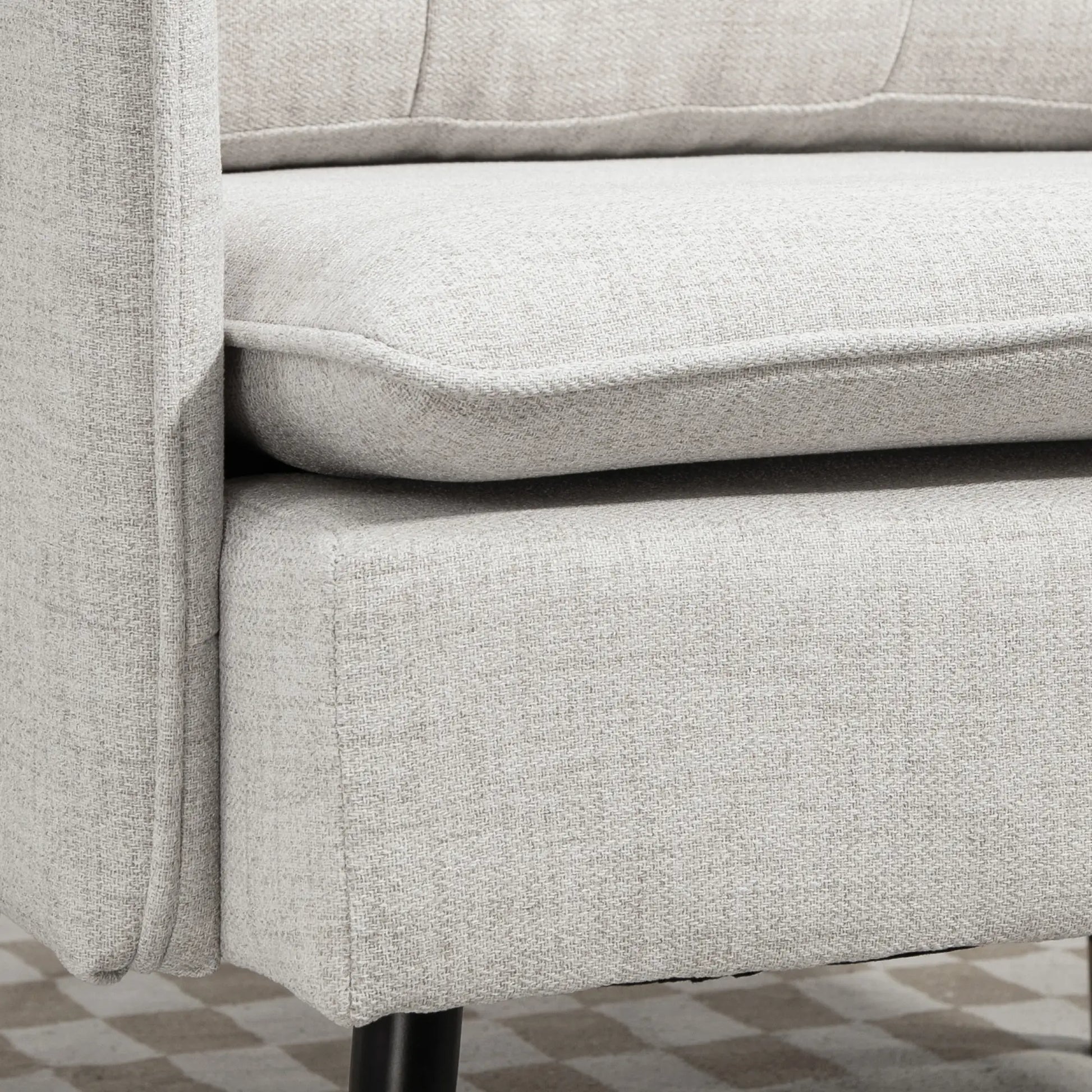 Modern Armchair, Upholstered Accent Chair, Tufted Back, Steel Legs, Cream White Accent Chairs at Gallery Canada