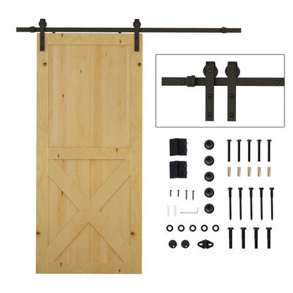 6.6FT Carbon Steel Sliding Barn Door Hardware, J Shape Roller Door Hardware Black at Gallery Canada
