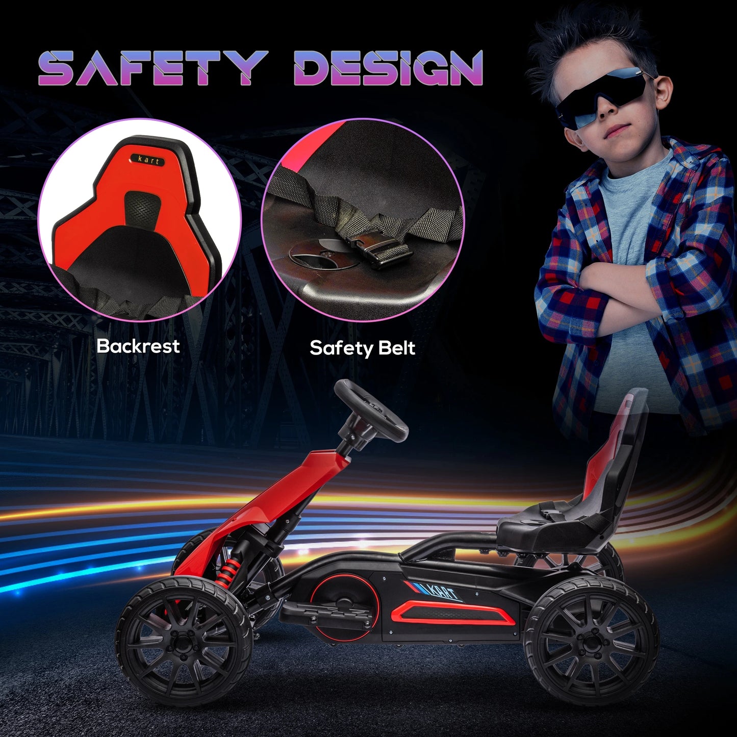 12V 7AH Electric Go Kart, Kids Outdoor Racer, Adjustable Speed, Red Electric Toy Cars at Gallery Canada