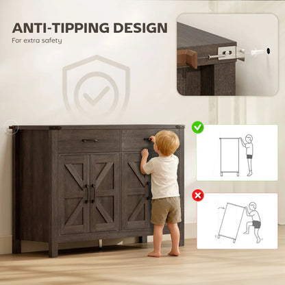 Sideboard Buffet Cabinet, Farmhouse Kitchen Storage, 2 Drawers and Shelves Storage Cabinets at Gallery Canada