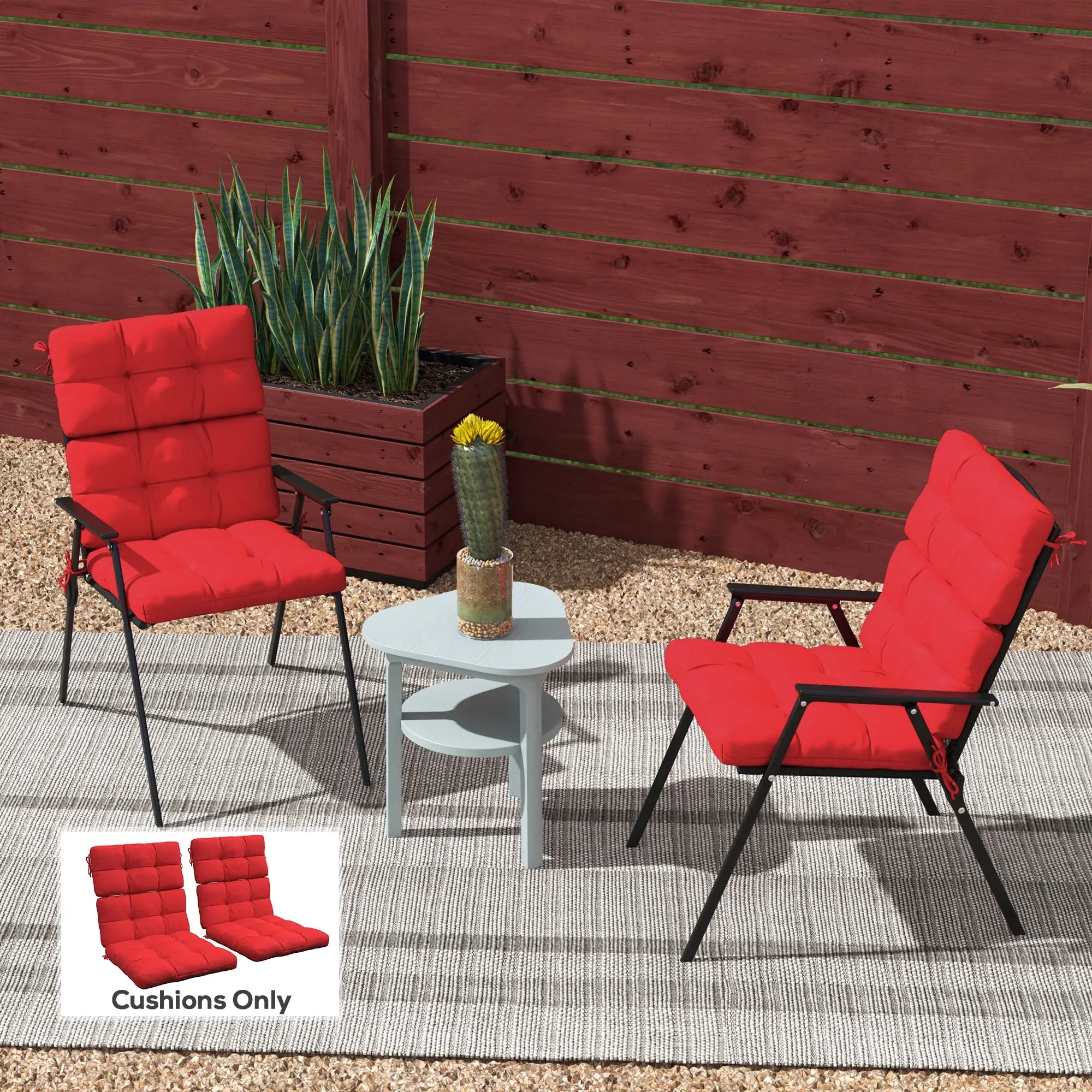 2-Piece Back Seat Cushion, Outdoor Patio Chair Cushions, Button Tufted, Red Patio Chair Cushions at Gallery Canada