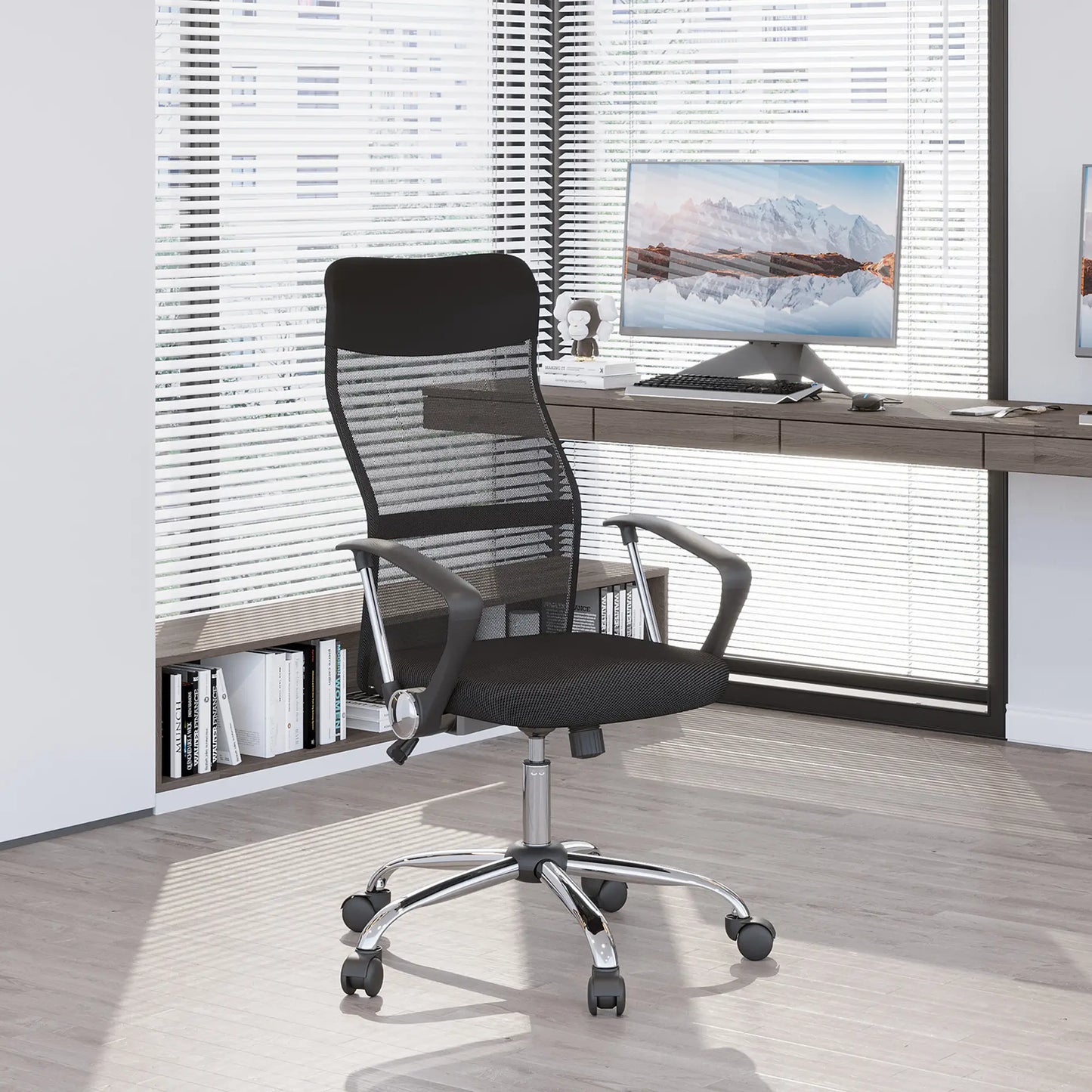 Ergonomic Mesh Office Chair, High Back, Adjustable Height, Black Task Chairs at Gallery Canada