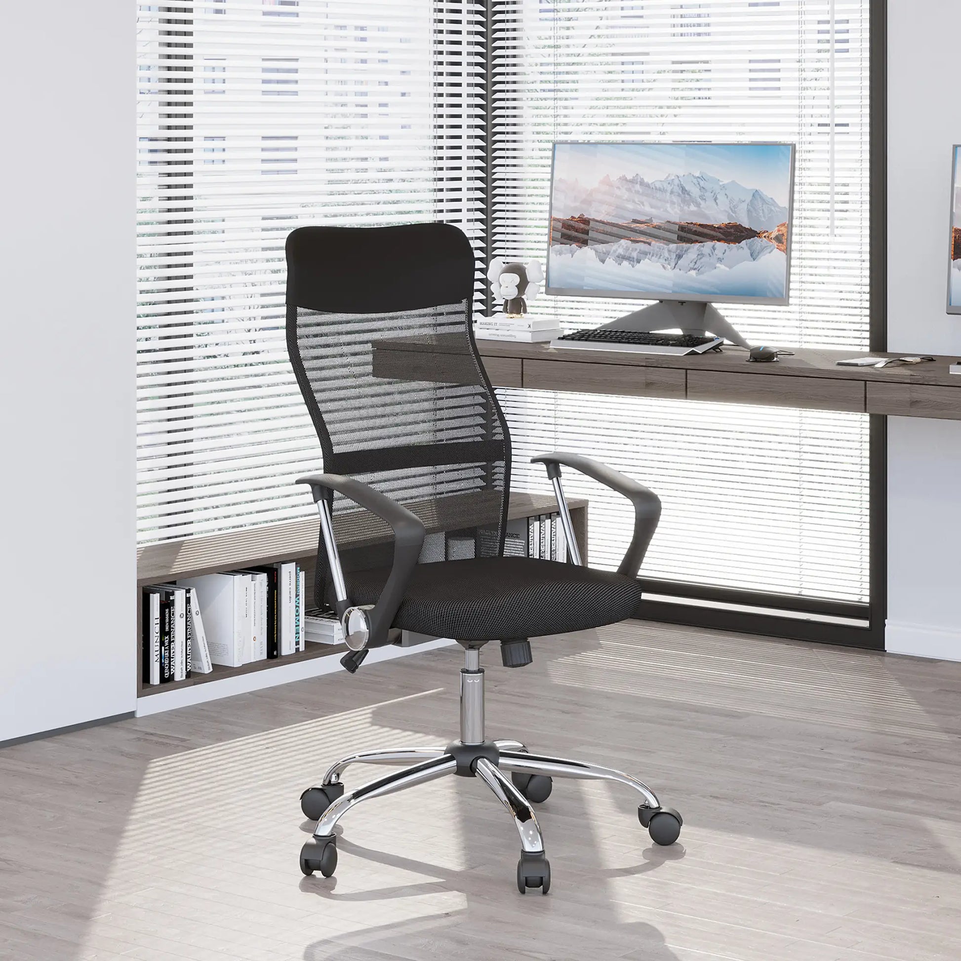 Ergonomic Mesh Office Chair, High Back, Adjustable Height, Black Task Chairs at Gallery Canada