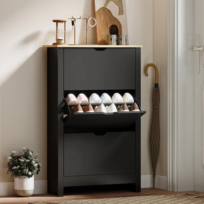 Shoe Storage Cabinet, 3 Flip Drawers, Adjustable Shelves, Black Shoe Storage Cabinets & Racks at Gallery Canada