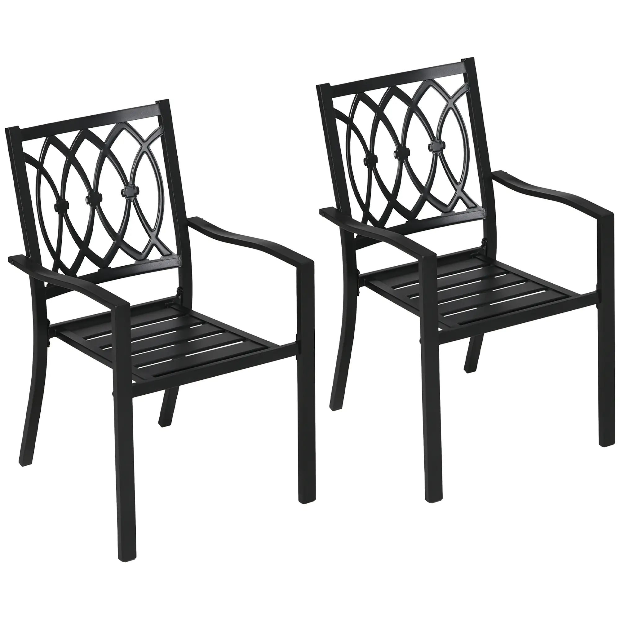 2 PCs Dining Chairs, Outdoor Armchairs, Stackable, Black Patio Chairs Black at Gallery Canada