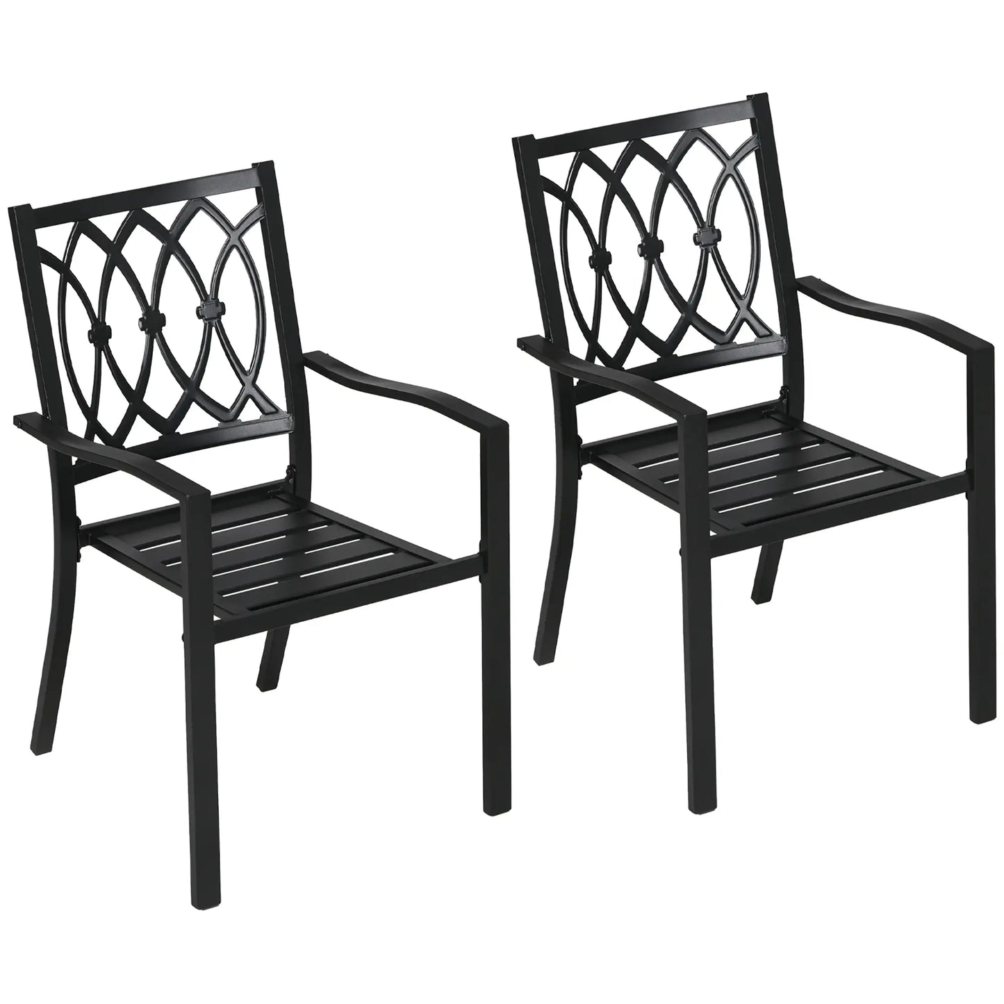 2 PCs Dining Chairs, Outdoor Armchairs, Stackable, Black Patio Chairs Black at Gallery Canada