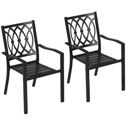2 PCs Dining Chairs, Outdoor Armchairs, Stackable, Black Patio Chairs Black at Gallery Canada
