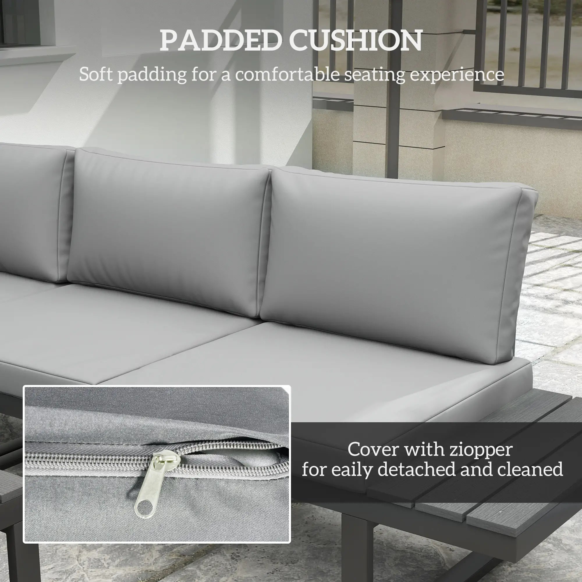 4 Piece Outdoor Patio Furniture Set, 5 Level Reclining Garden Corner Sofa Patio Furniture Sets at Gallery Canada