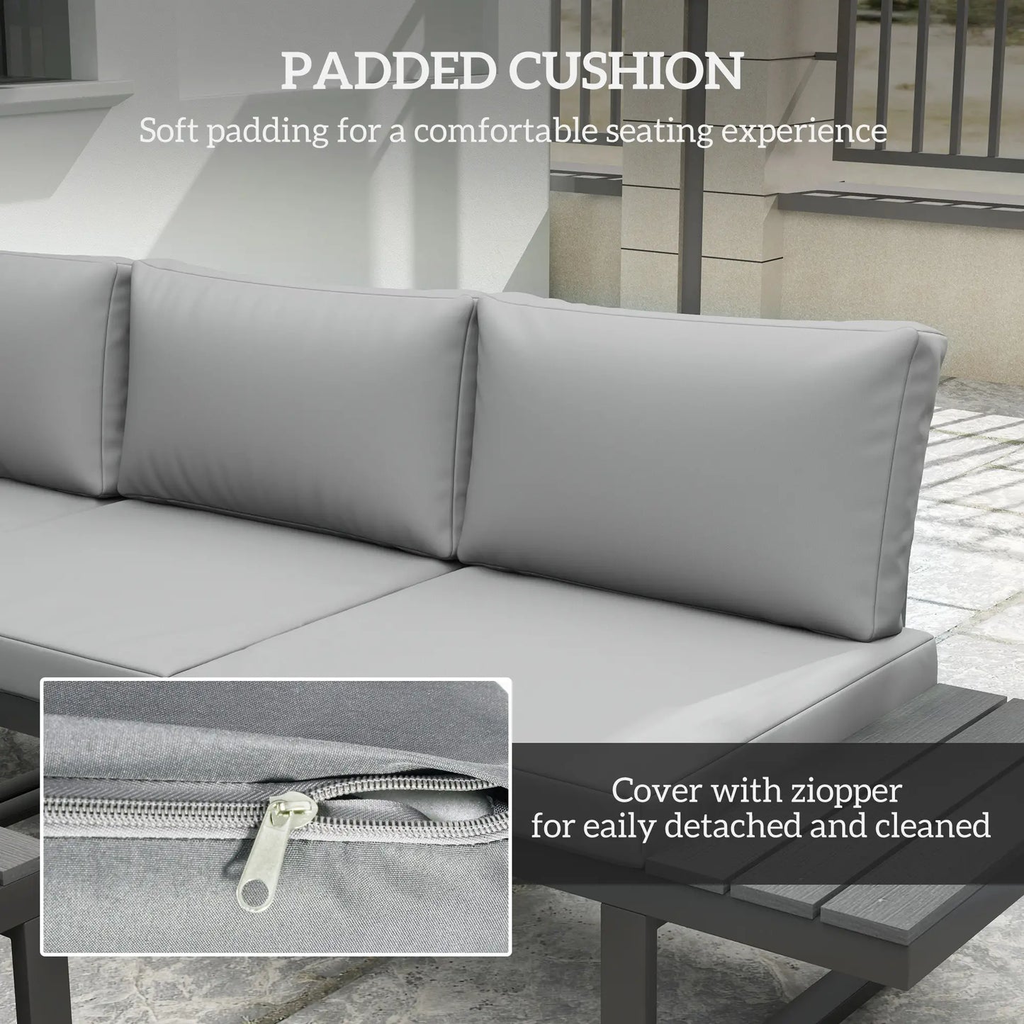4 Piece Outdoor Patio Furniture Set, 5 Level Reclining Garden Corner Sofa Patio Furniture Sets at Gallery Canada