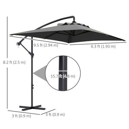 3m Patio Offset Umbrella, With Cross Base, Dark Grey Offset Cantilever Umbrellas at Gallery Canada