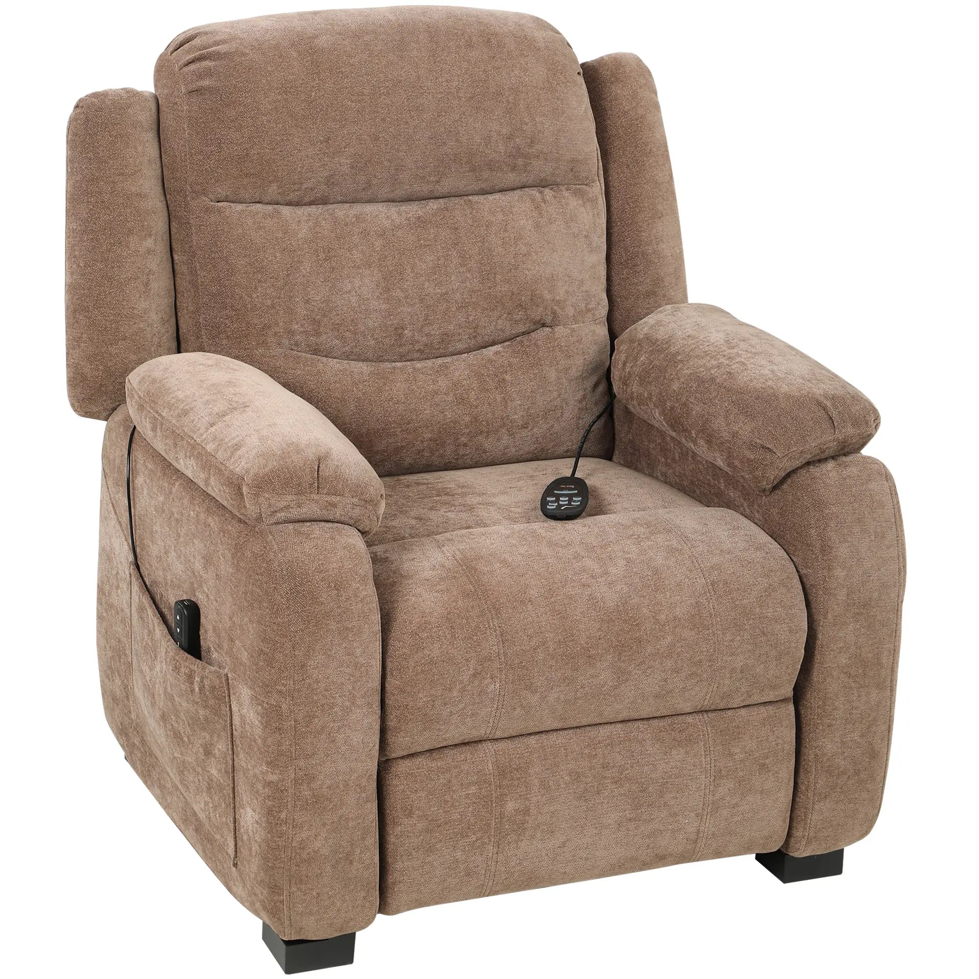 Massage Recliner Chair, Power Recliner, Remote, 2 Memory Positions, Brown Single Sofas Brown at Gallery Canada
