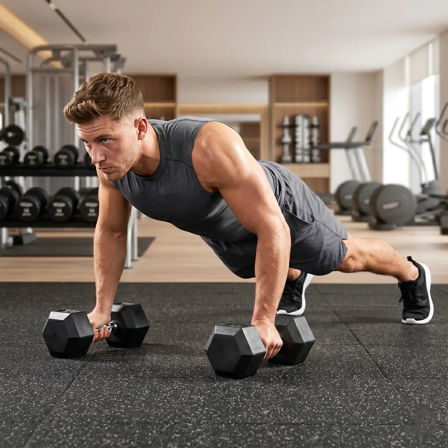 Rubber Dumbbells Weight Set, 30lbs, 2 x 15lbs, Black Dumbbells & Barbells at Gallery Canada