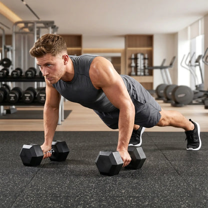 Rubber Dumbbells Weight Set, 30lbs, 2 x 15lbs, Black Dumbbells & Barbells at Gallery Canada