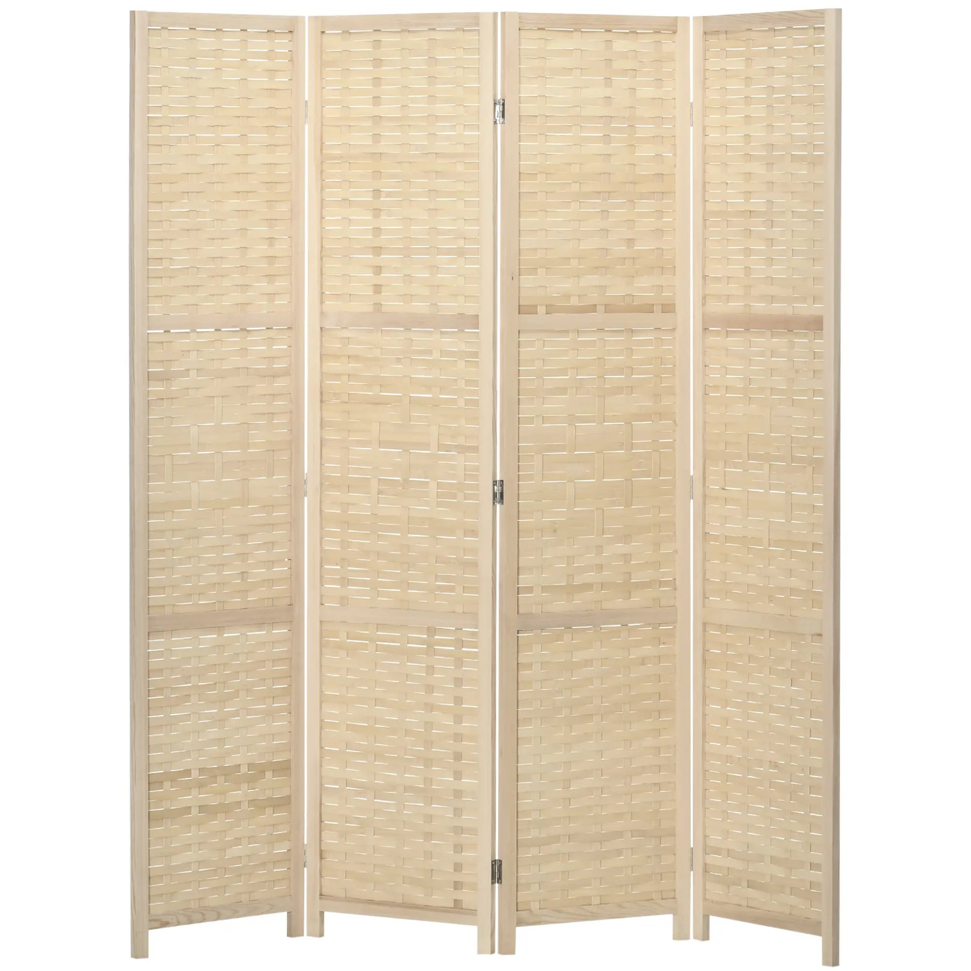 4-Panel Bamboo Room Divider, 5.6 FT, Natural Wood Privacy Screen Room Dividers at Gallery Canada