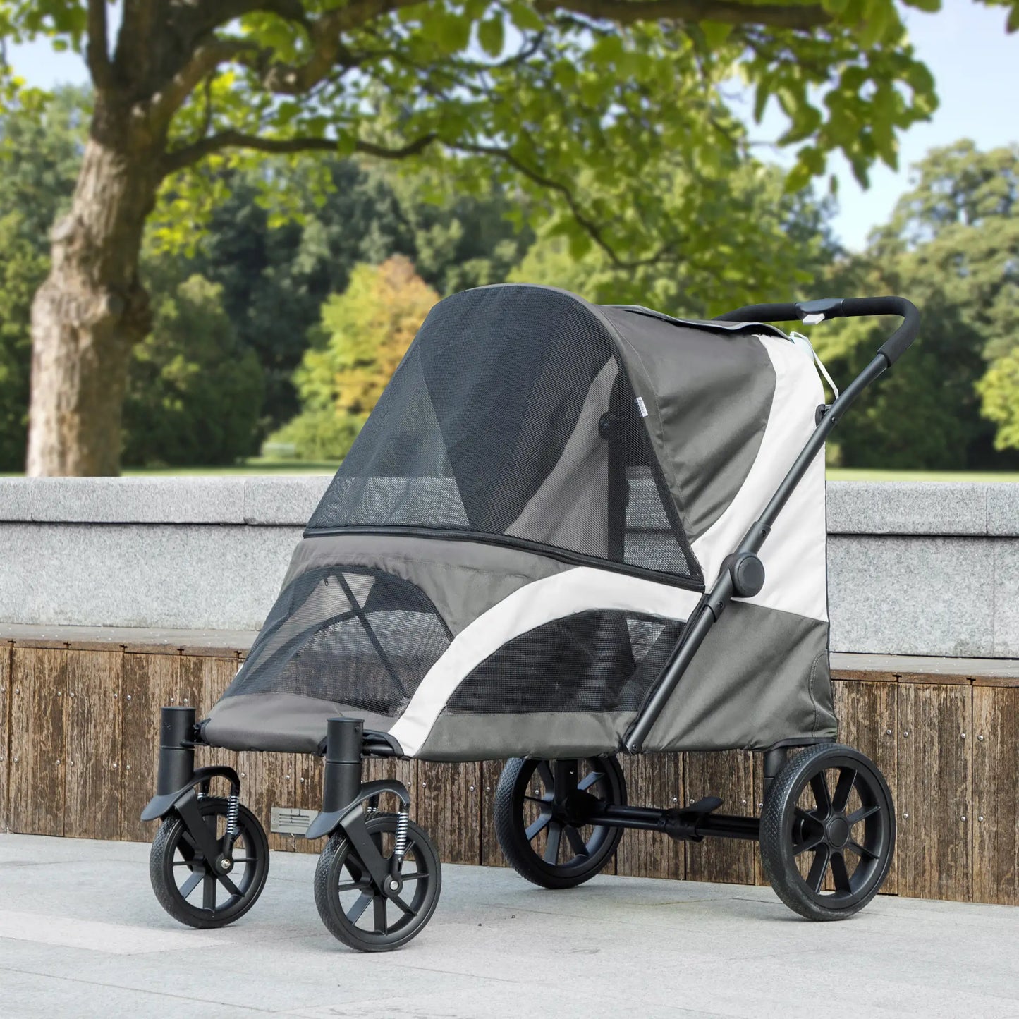 Foldable Pet Stroller For Large Dogs, Four Big Wheels, Dark Grey Dog Bike Trailers & Strollers at Gallery Canada