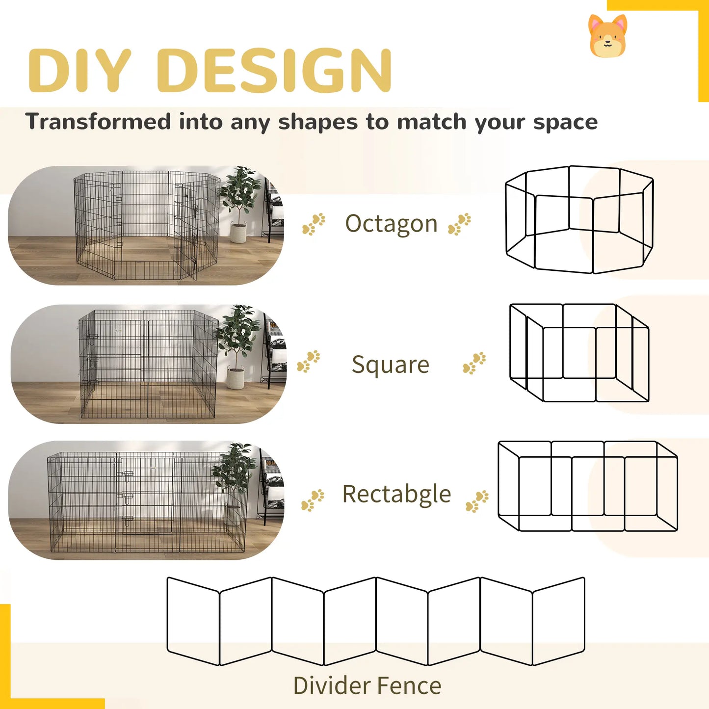 36 Inch Foldable Metal Pet Playpen, Dog Kennel Cage, 8 Panel Dog PlayPens at Gallery Canada