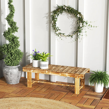 Outdoor Garden Bench, Backless Patio Stool, 43.25" x 15" x 13.75", Carbonized Outdoor Benches at Gallery Canada