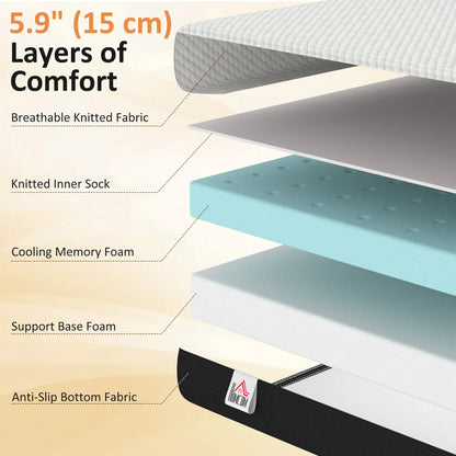Twin 6 Inch Memory Foam Mattress, Medium Firm, CertiPUR-US Mattresses at Gallery Canada