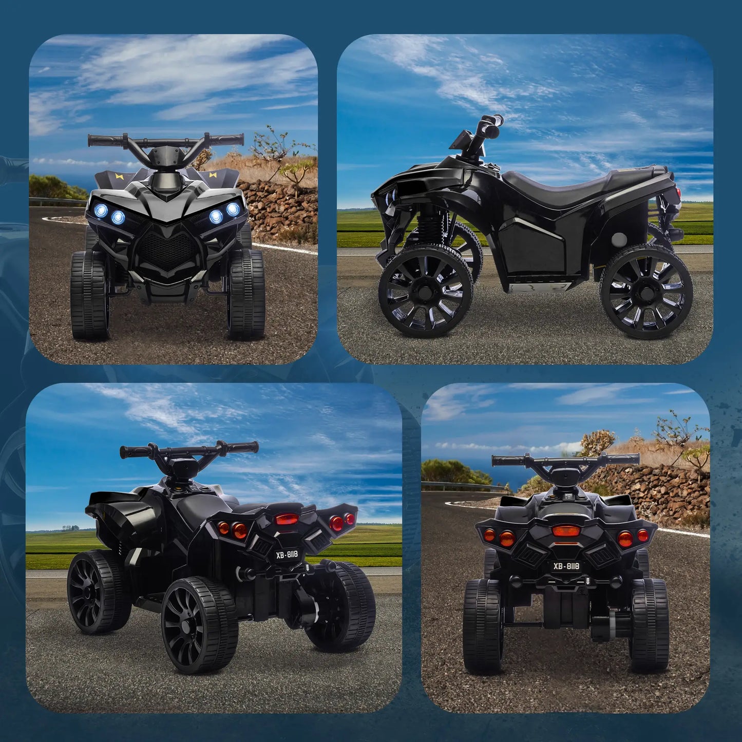 6V Kids ATV, 4 Wheeler Electric Ride on Car, for Ages 3-8, Black Electric Toy Cars at Gallery Canada